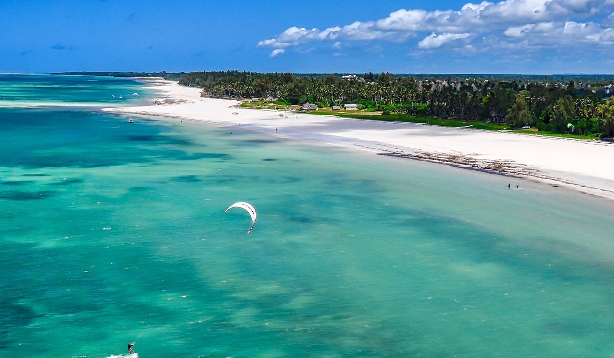 Tropical beach scene at Diani Beach Kenya