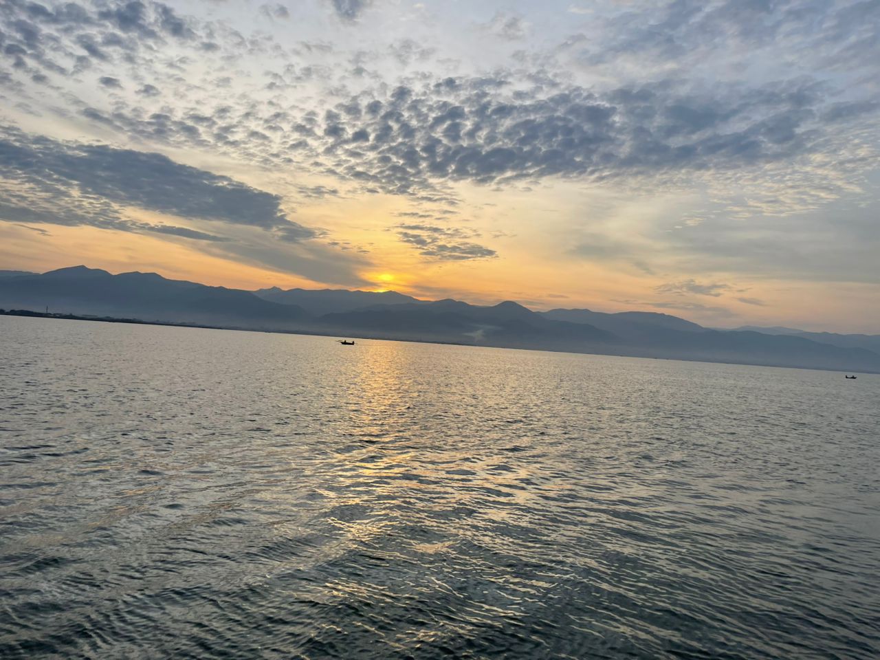 Boat and lake view on Lake Tanganyika in Burundi